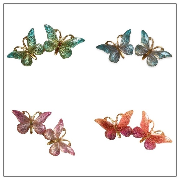 NEW Double Acrylic Butterfly Hair Clips (5 Colors) - Picture 3 of 8